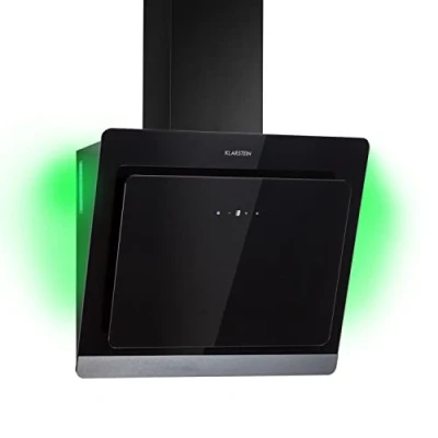 Image of Klarstein Kitchen Cooker Hood, Angled Hoods 60cm, Extractor Fan for Kitchens w/RGB LED Lights, Carbon Hood Filter, 563m3/h Airflow Hoods,