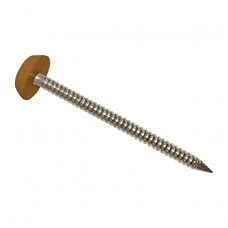 Image of 250 x UPVC 40mm Poly Top Pins Nails Plastic Headed Fascia Fixings (Golden Oak)