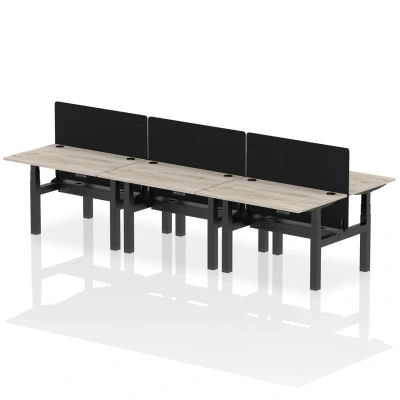 Image of Air B2B 1200x800mm Adjustable 6P Bench Desk CP Grey Oak/Black + Screen