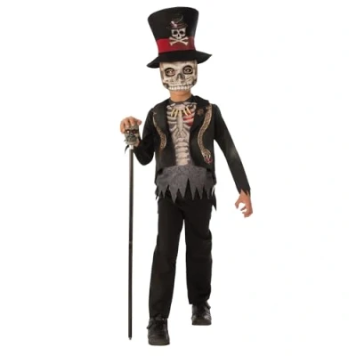 Image of Rubie&#039;s 1000783S000 Voodoo Boy Ultimate Zombie Costume for Kids Halloween Ready Adventures Fancy Dress, Black, 5 6 Years