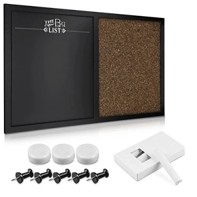 Image of Navaris Combination Chalk and Cork Board 40 x 60 cm Magnetic Chalkboard Combo Memo Notice Pin for Wall Includes Chalk, Push Pins, Magnets