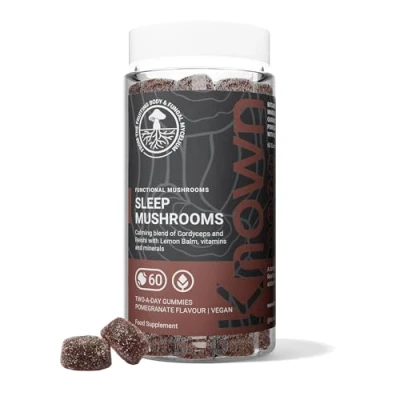 Image of Sleep Support Mushrooms Gummies by Known Nutrition Cordyceps &amp; Reishi Delicious Natural Pomegranate Flavour 60 Two a Day Vegan (One Month’s Supply)