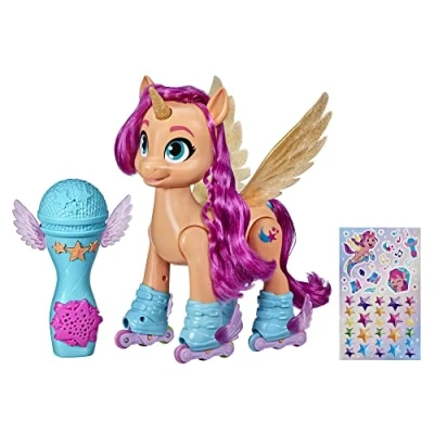 Image of My Little Pony: A New Generation Sunny Starscout Singing in Rollerball 22.5 cm Toy with 50 Reactions, Lights, French Version, Multi Coloured