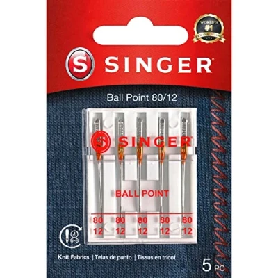 Image of SINGER Ball Point Sewing Machine Needles, Size 80/12 5 Count