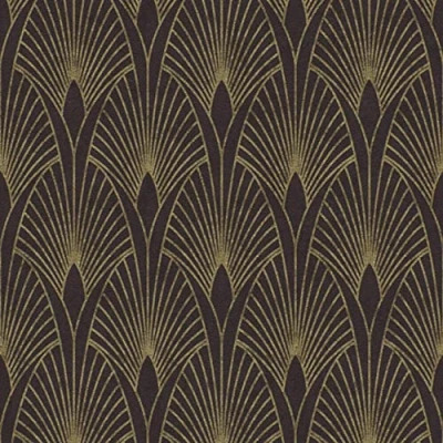 Image of Art Deco Fan Arch Black Gold Wallpaper Metallic Effect Textured Contemporary Vinyl Feature Wall
