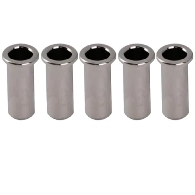 Image of Musiclily Pro 25.5mm Brass Bass String Ferrules Bushings Through Body for Jazz Bass/Precision Bass, Nickel (Set of 5)