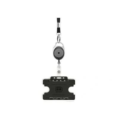 Image of ID Card It Holder Double sided, Neck Lanyard with Metal Clip &amp; Premier YoYo Extendable Badge Reel (Black)