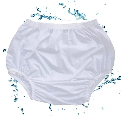 Image of Swing Penguin Adult Incontinence Pull on Plastic Pants Overniight Shorts Men Women Diapers White (Size : M)