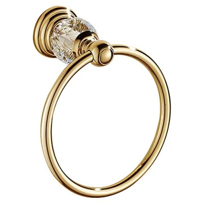 Image of WOMAO Towel Ring Gold Polished Crystal Bathroom Holder Wall Mounted for Toilet Kitchen European Style Round Rail