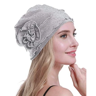 Image of osvyo Chemo Headwear Turban Cap for Women Cancer Beanie Hair Loss Sealed Packaging Light Grey