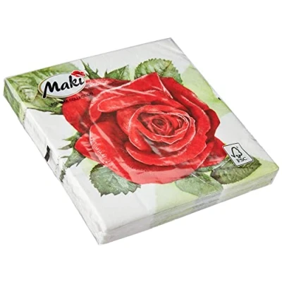 Image of Napkins 33 x cm Pack of 20 Napkin Technique Flower Elegant Rose Red