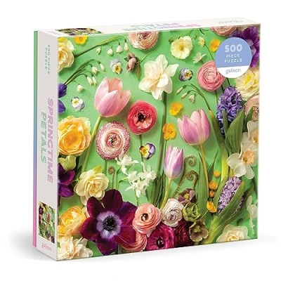 Image of Galison Springtime Petals 500 Piece Puzzle Featuring A Variety Of Flowers Blooming During Spring Months