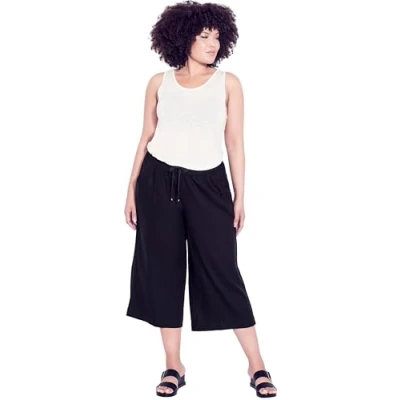 Image of Avenue Women&#039;s Plus Size Wide Leg Crop Pant, Black, 16