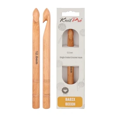 Image of KnitPro KP35708 12 mm Basix Single Ended Crochet Hook, Birch , Beige
