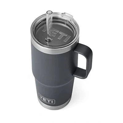 Image of YETI Rambler Straw Mug, Stainless Steel Vacuum Insulated Mug with Stronghold Lid, Charcoal, 25 oz (739 ml)