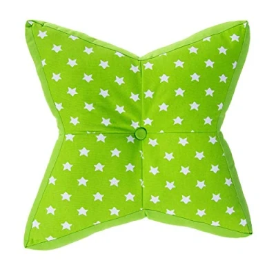 Image of HOMESCAPES Green Star Floor Cushion Large Decorative Children’s &amp; Garden Seat Pad with Pattern, Pre Filled 100% Cotton Indoor and Outdoor Cushion, 48cm