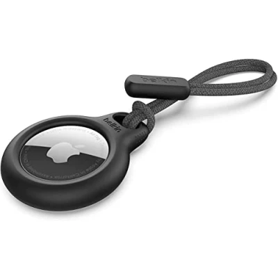 Image of Belkin F8W974 AirTag Case with Strap (Secure Holder Protective Cover for Air Tag Scratch Resistance Accessory) Black, not included