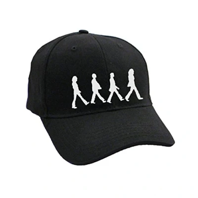 Image of The Beatles Baseball Cap Abbey Road chrome Silhouettes Official Black Strapback