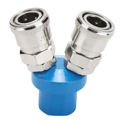 Image of 1/4&quot; C Type Manifold Splitter, Pneumatic Quick Fitting Air Pump Compressor Connector (2 Way Fitting)