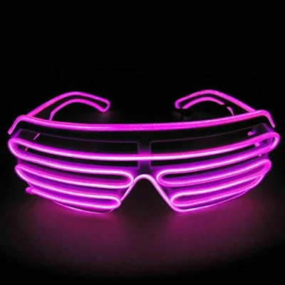 Image of Neon El Wire LED Light Up Shutter Flashing Glasses Eyewear for Nightclub Halloween Rave Party Disco DJ Music,Concert Live,Fancy Dress (Pink)