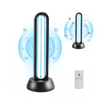 Image of ZKX UVC Germicidal UV lamp Remote Control Timer Radar Sensing Device Disinfection Sterilizer Cleans Air Ozone Kill Remover Mold Flu Bacterial dust Mites Germ Light 38W(Remote+no Ozone)
