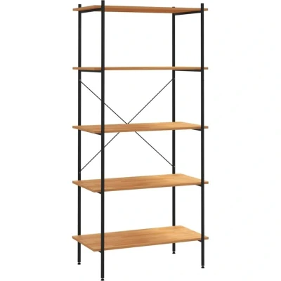 Image of vidaXL 5 Tier Shelving Unit Black and Oak 80x40x163 cm