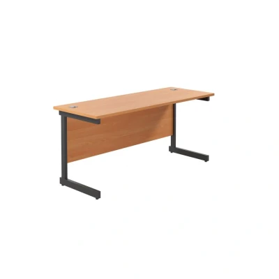Image of Jemini Rectangular Single Upright Cantilever Desk 1800x600x730mm Beech/Black KF810934