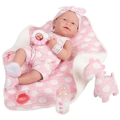 Image of JC Toys La Newborn Baby Doll, Pink with White (18063)