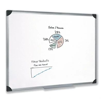 Image of 5 Star Easy Office Supplies (W1200mm x H900mm) Whiteboard Drywipe Magnetic with Pen Tray and Aluminium Trim