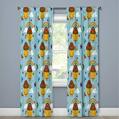 Image of Hey Duggee Hug Eyelet Curtains 66&quot; Wide x 72&quot; Drop Rainbow Design Polycotton