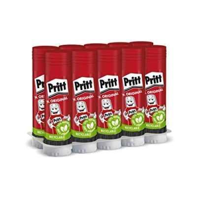 Image of Pritt Glue Stick Pack of 10 / Solvent Water Soluble at Low Temperature/Glue for Children/Removable/Pritt Large (43g)