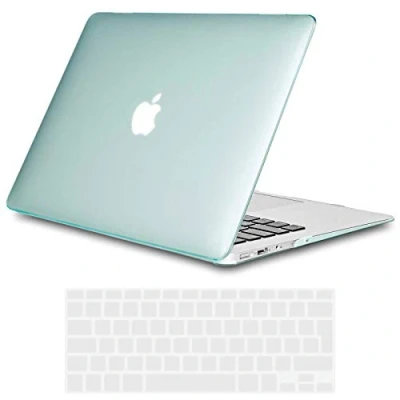 Image of TECOOL Case Compatible with MacBook Air 13 inch 2010 2017 A1466 A1369, Ultra Slim Hard Shell &amp; UK EU Keyboard Cover, Glossy Surface, Crystal Mint Green