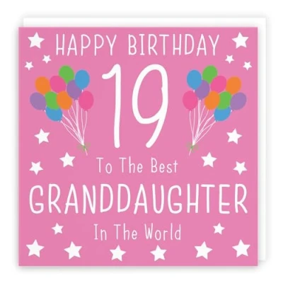 Image of Hunts England Granddaughter 19th Birthday Card Happy 19 To The Best In World Iconic Collection Fun Colourful