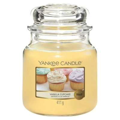 Image of Yankee Candle Scented Vanilla Cupcake Medium Jar Long Burning Candles: up to 75 Hours Gifts for Women