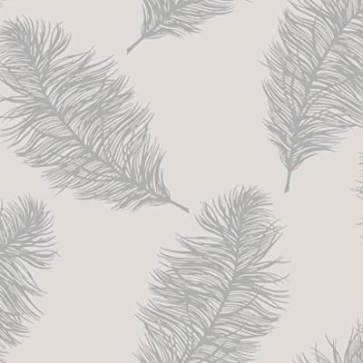 Image of Holden Decor Feather Wallpaper Roll Grey/Silver 12626