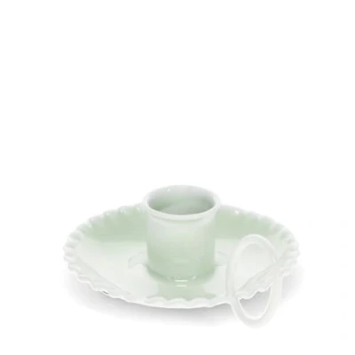 Image of Light Grey Enamel Chamberstick Candle Holder