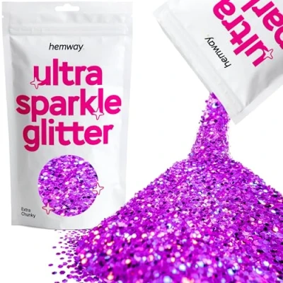 Image of Glitter Purple Holographic Ultra Sparkle Sequins Nail Face Festival Christmas Halloween Makeup Extra Chunky 100g / 3.5oz