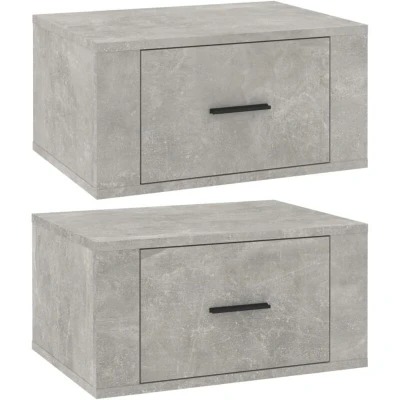 Image of vidaXL Wall mounted Bedside Cabinets 2 pcs Concrete Grey 50x36x25 cm