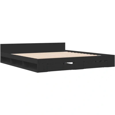Image of vidaXL Bed Frame with Drawers without Mattress Black 180x200 cm Super King