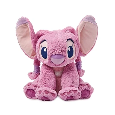 Image of Disney Store Official Angel Medium Soft Toy, Lilo &amp; Stitch, Kids Fluffy Plush Character with Flexible Ears and Embroidered Features H33 x W40 D25cm Suitable for Ages 0+