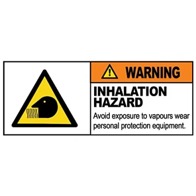 Image of 2 x Warning INHALATION HAZARD Sign Removable Self Adhesive Waterproof Durable Vinyl Label Sticker 225mm 106mm