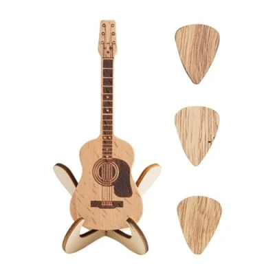 Image of Wooden Acoustic Guitar Pick Box With Stand,Wooden Stand 3 Pcs Picks,Personalized for Pick,3 Engraved Picks Music Gift,for Guitarist Musician11