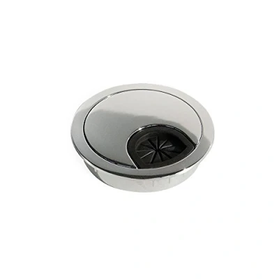 Image of Emuca Round built in metal grommet for table/desk/worktop, Ø60mm, Bright chrome