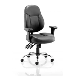 Image of Storm Task Operator Chair Black Soft Bonded Leather with Arms