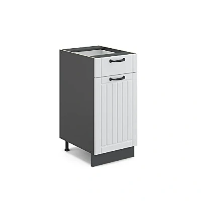 Image of Vicco Kitchen base cabinet Fame Line, White country house/Anthracite, 40 cm without worktop