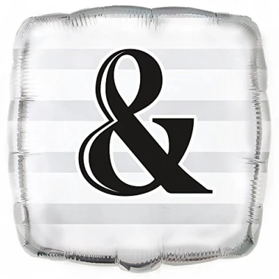 Image of Unique Party 53976 18&quot; Foil Square Silver &quot;&amp;&quot; Wedding Balloon