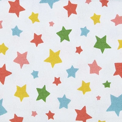 Image of HOMESCAPES Pure Cotton Furnishing Fabric Stars Multi Colour Blue Pink Yellow 150 cm Wide Printed on Thick Woven for Upholstery Curtain Cushion Soft Furnishings Heavy Dress Material Per Metre