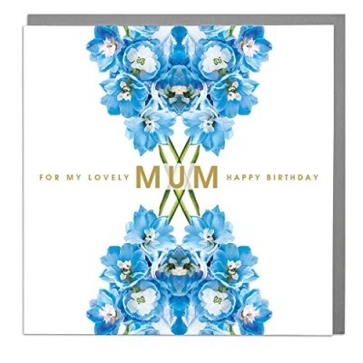 Image of Delphiniums Lovely Mum Floral Birthday Card with Grey Envelope by Lola Design