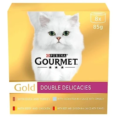 Image of Gourmet Gold Cat Food Duo Beef &amp; Chicken 8 x 85g, Pack of 6