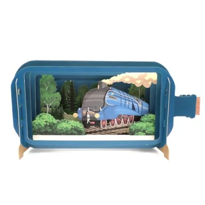 Image of Message In A Bottle Mallard Train Pop Up Any Occasion Greeting Card By Alljoy MIB140